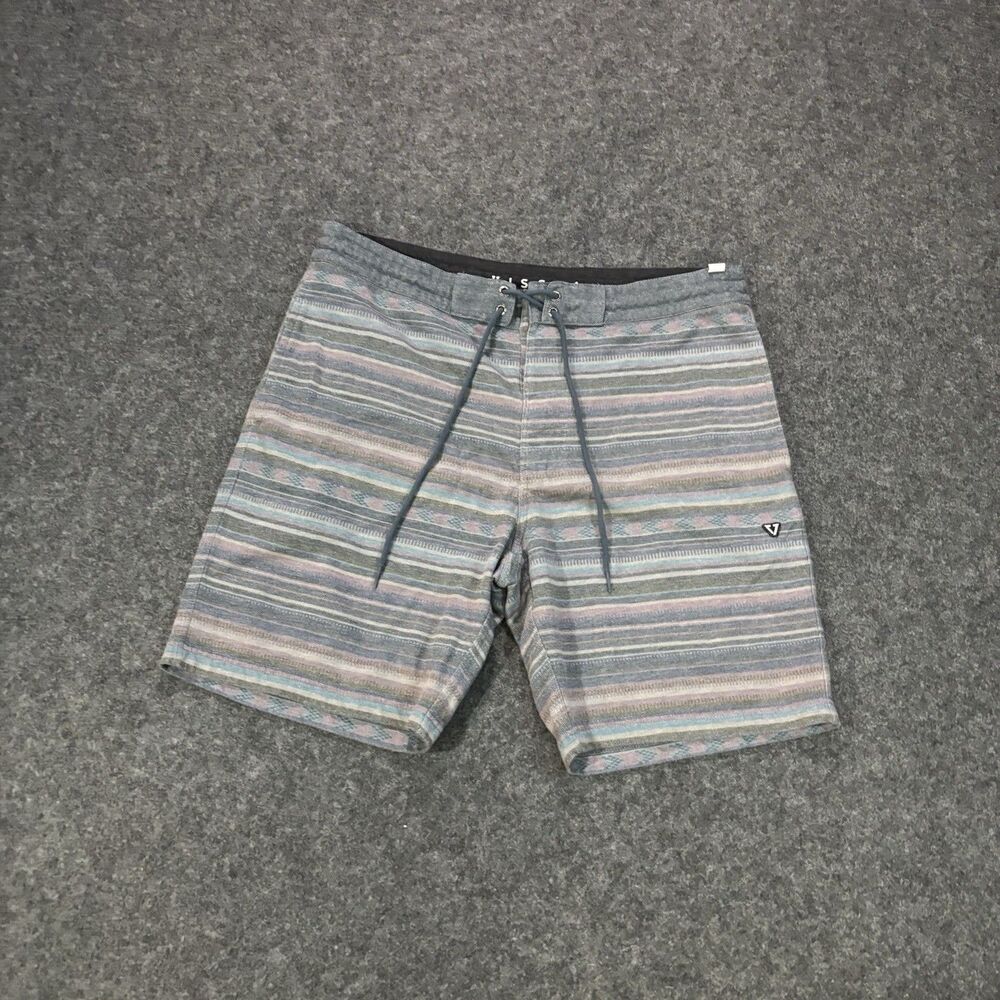 Vissla Sofa Surfer Shorts Fits Mens Size 34 Striped Casual Flat Front Chino